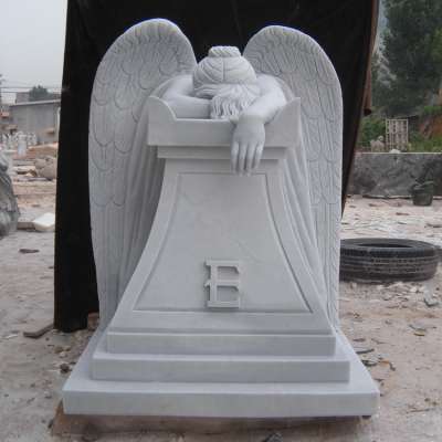 Hand Carved White Marble Cemetery Statue